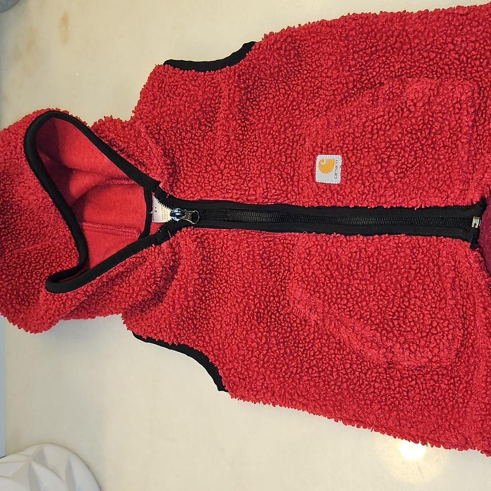 Carhartt Fuchsia Fleece Hooded Vest Toddler Size 2 Baby Boy Girl